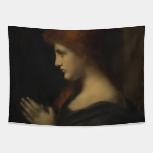 Young Woman Praying by Jean-Jacques Henner Tapestry