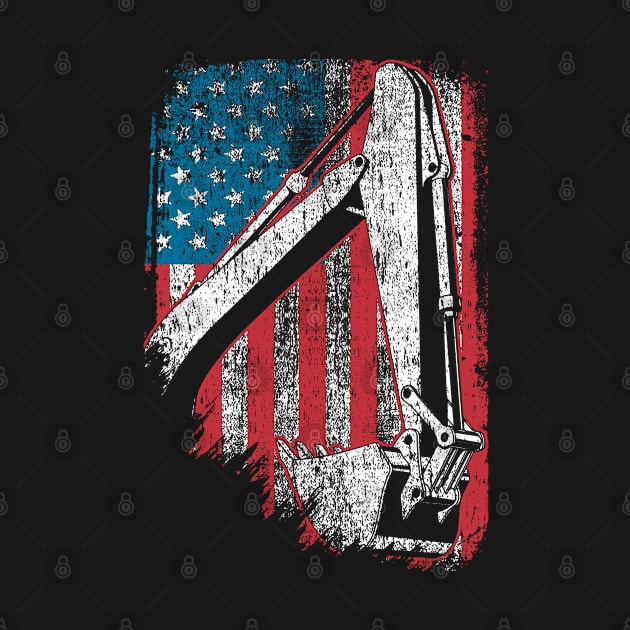 Heavy Equipment Operator American  Flag by QUYNH SOCIU