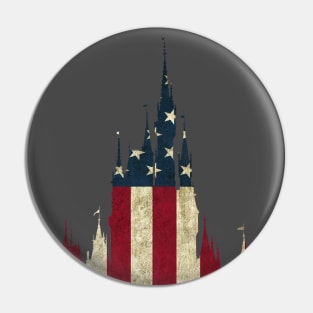 American Flag Magic Castle Silhouette Pin