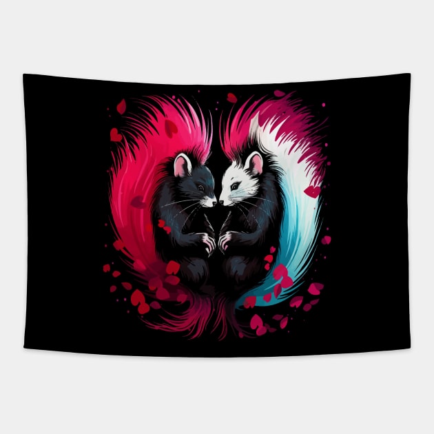 Skunk Couple Valentine Tapestry by JH Mart