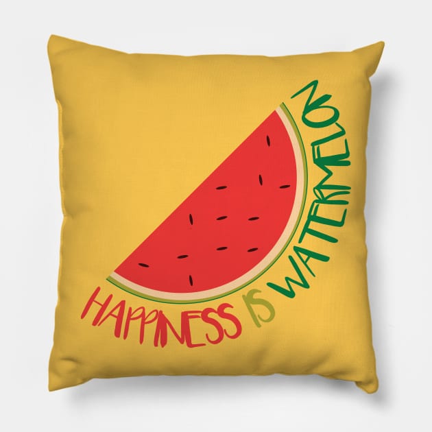 Happiness is Watermelon Pillow by Rhubarb Myrtle