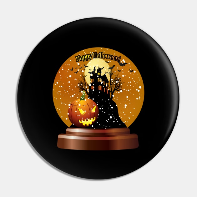 Happy Halloween Snow Globe Pin by ArtisticRaccoon