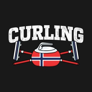 Norway Curling Broom Winter ice Sport Norwegian Flag T-Shirt