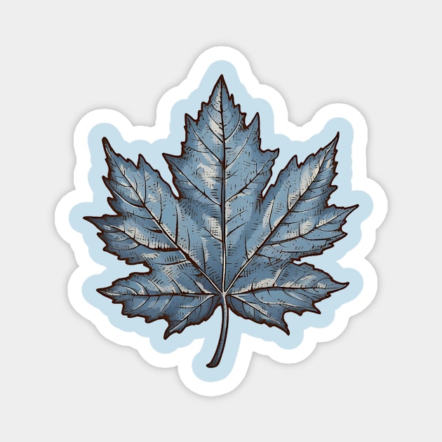 Maple Leaf in Blue Magnet by DavidLoblaw