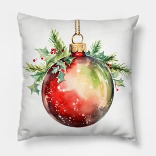 Christmas Bauble in Warm watercolor tones Pillow