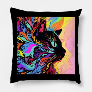 Artsy Black Cat Pillow