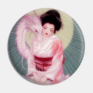 Geisha and white dragon 94001 Pin