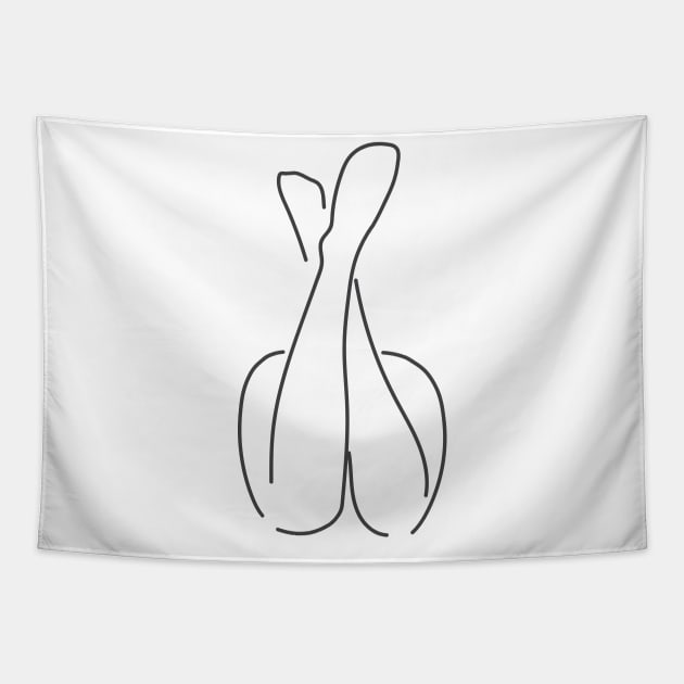 Crazy Woman Body Line Art Tapestry by ArtisticTee