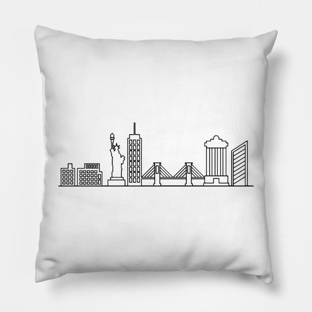New York Skyline in black with details Pillow by Mesyo