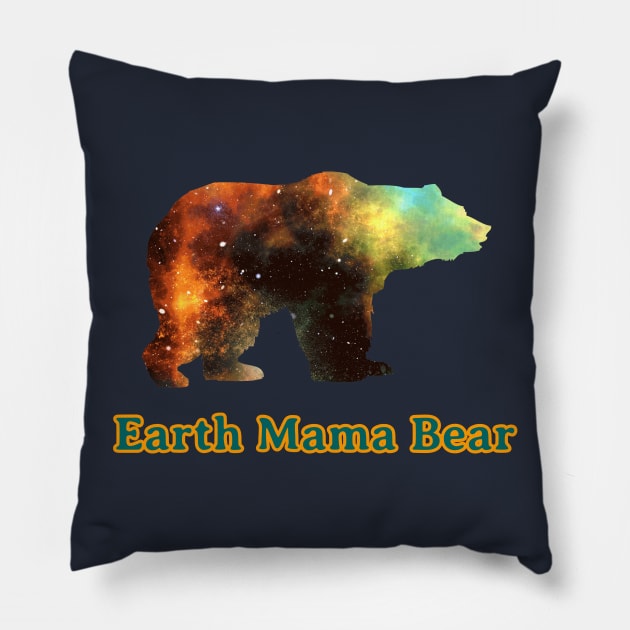 Earth Mama Bear Galaxy Colorful Birthday Gift Pillow by klimentina