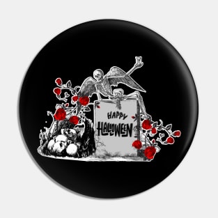 Angel of death & red roses- Halloween Pin