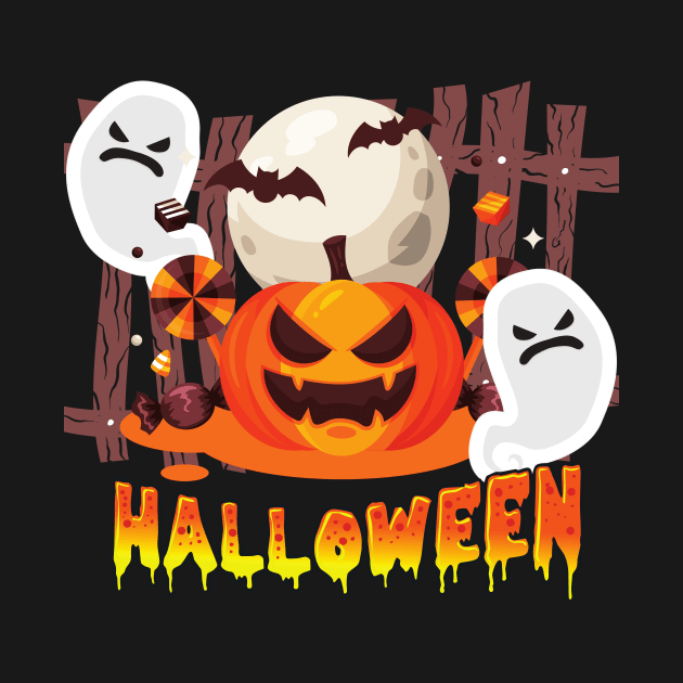 Halloween Pumpkin Candy Ghosts Moon Bat Scary Spooky Costume by nathalieaynie