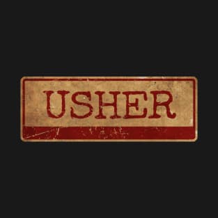 Aliska text red gold retro Usher T-Shirt