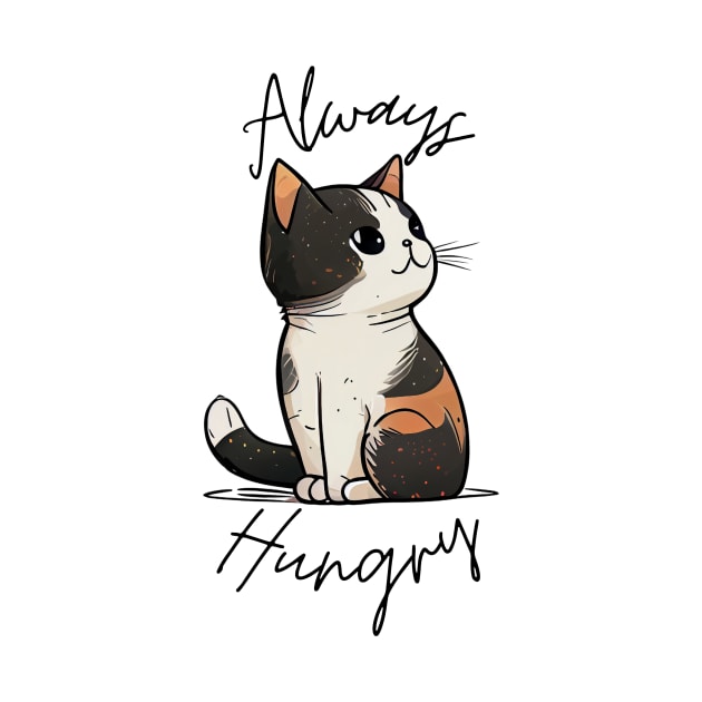 Always Hungry Cute Cat Sticker by BotanicalWoe