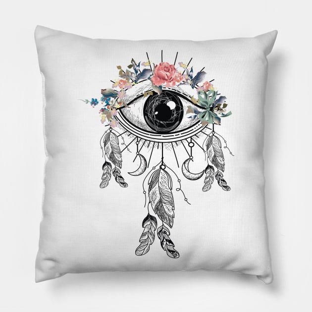 Eye Boho Abstract Pillow by Manlangit Digital Studio