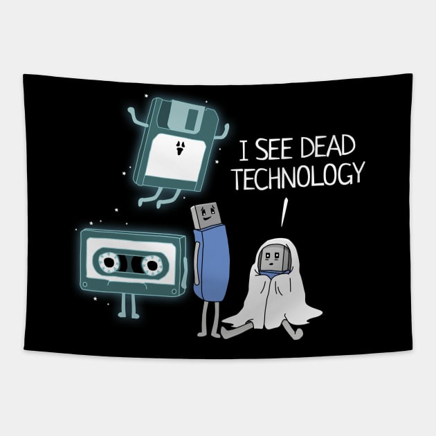 I See Dead Technology Funny Geek Tapestry by NerdShizzle