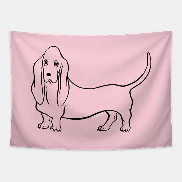 Cute Basset Hound Tapestry by illucalliart