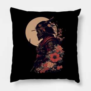 Aesthetic Vintage Samurai Japanese Art Samurai Retro cherry Pillow