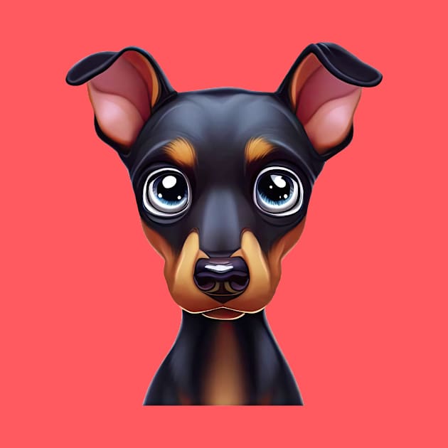 Small Version - Adorable Doberman Pinscher Cartoon by Art By Mojo