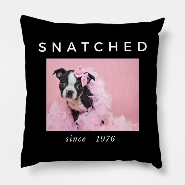 1976 Millennial Snatched Boston Terrier Dog Lover Pillow by familycuteycom