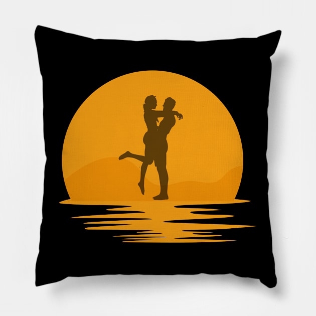 Couple silhouette Pillow by Prints of England Art