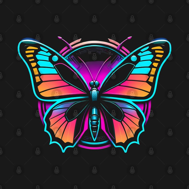 Butterfly logo cyberpunk style by TaevasDesign