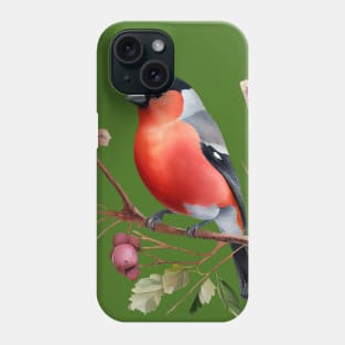 Watercolor Bullfinch on a Twig Phone Case