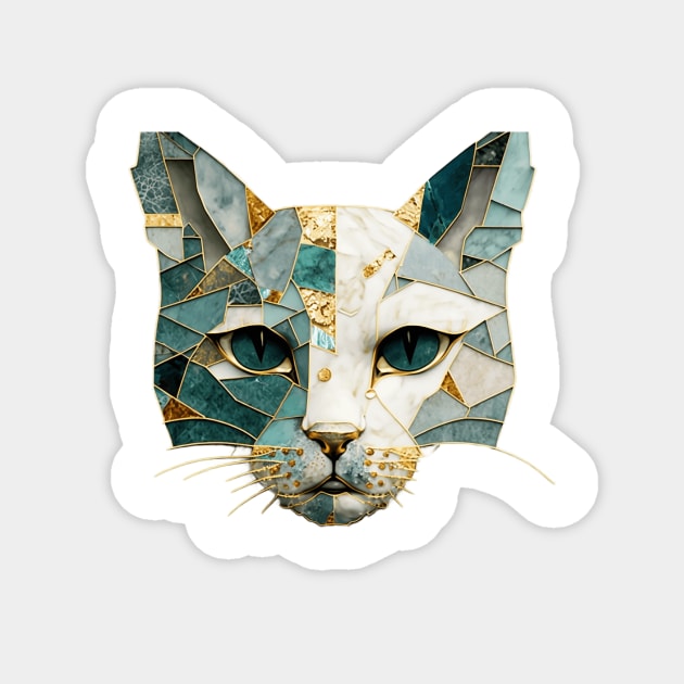 Mineral Jewel Kintsugi Cat Kitty Face Magnet by kiddo200