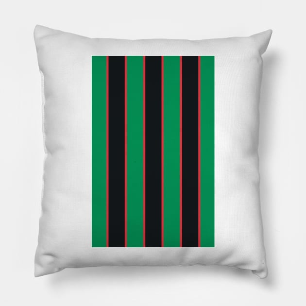 Villa Retro 1993 - 95 Green Black and Red Striped Pillow by Culture-Factory