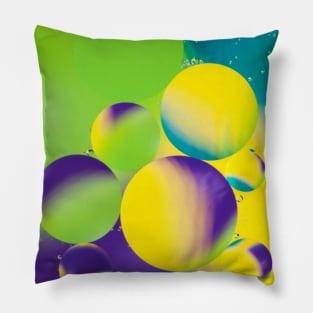 Colorful close up of oil drops in water Pillow