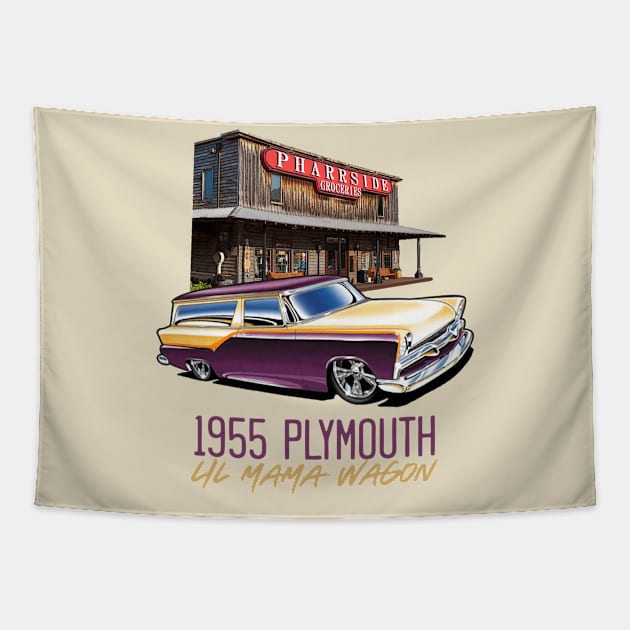 Lil Mama's 1955 Plymouth Wagon Tapestry by PharrSideCustoms