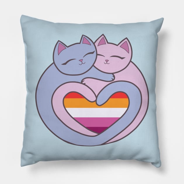 Lesbian Flag Heart Cats Kawaii Pillow by xenotransplant