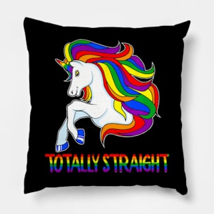 Totally Straight Horse Unicorn LGBT Gay Pride  Stripe Pillow