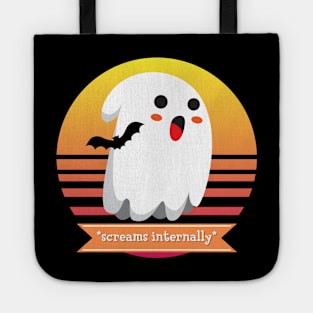 Halloween Cute Ghost is Afraid of Bats *Screams Internally* Tote