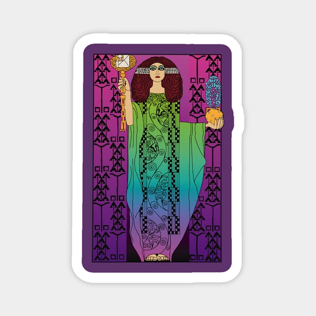 Art Nouveau Lady 3 (green on purple) Magnet by Soth Studio