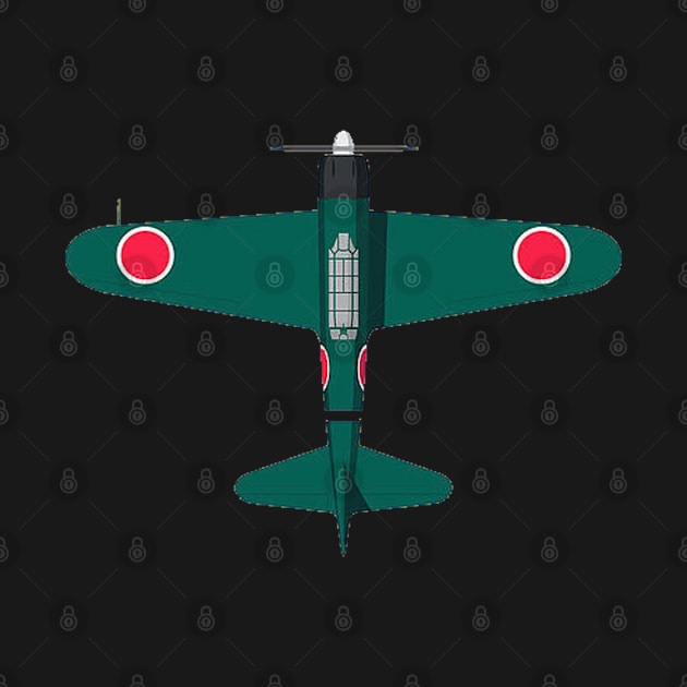 Green A6M Zero 2D plane by Cloutshop