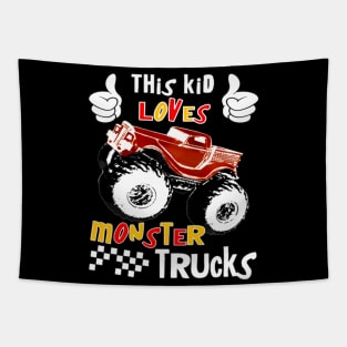 This Kids Loves Monster Trucks Tapestry