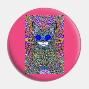 Cosmos Cat Wearing Sunglasses- Aurora! Pin