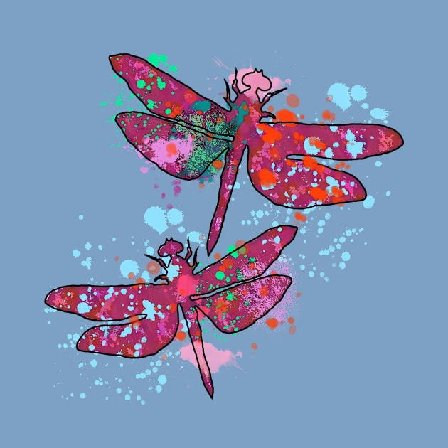 Dragonflies Watercolor by Scarebaby