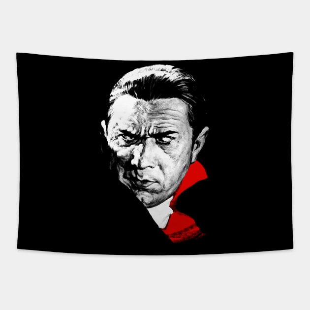 Dracula Bela Lugosi Distrustful Glance: Retro Vampire Horror Movies Tapestry by Juandamurai