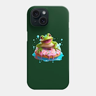 Happy frog with donut's Phone Case