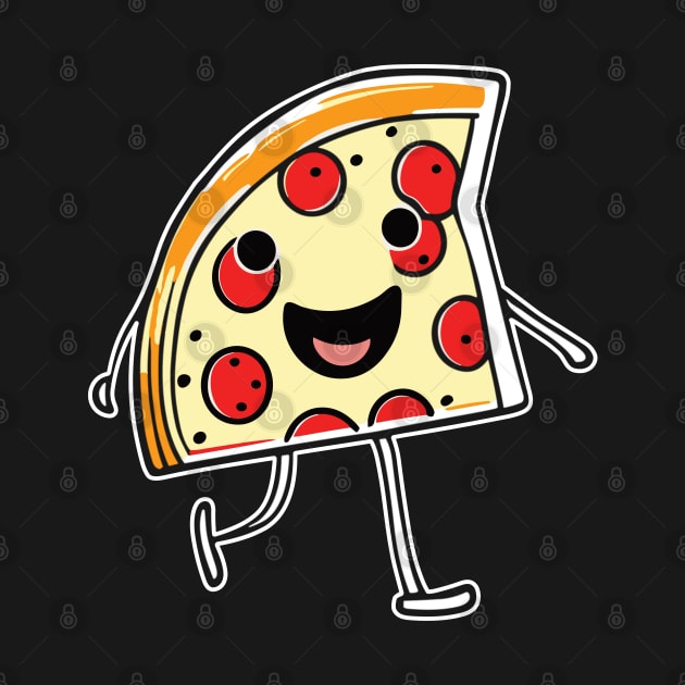 Cute Walking Smiling Pizza Slice by CutyDesigns