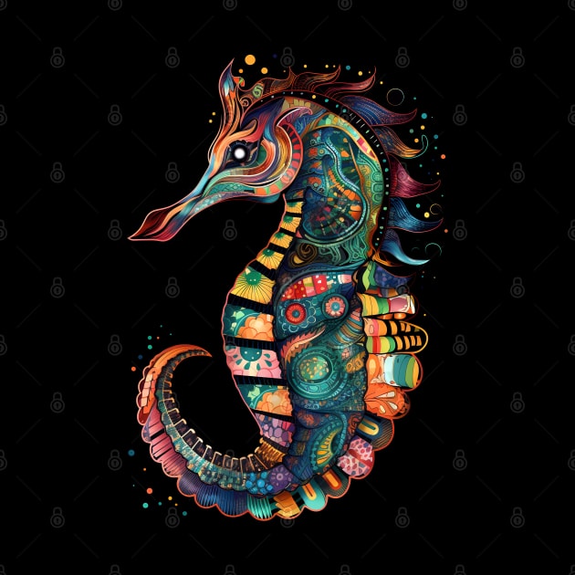 Seahorse Colorful Ocean Life Art Aquarium Lover Black by Sports Stars ⭐⭐⭐⭐⭐