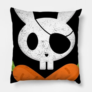 Easter Bunny Rabbit Pirate Skull and Carrot Funny Pillow