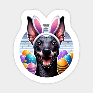 Xoloitzcuintli Celebrates Easter with Bunny Ear Headband Magnet