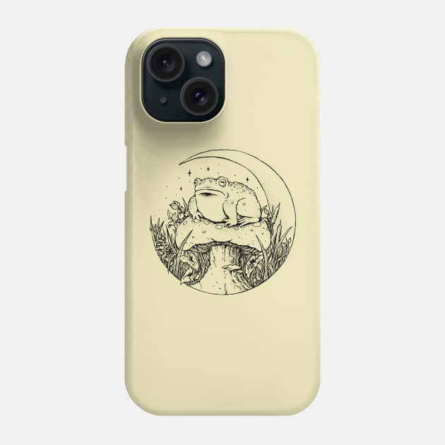 Cottagecore chonky frog (B&W) Phone Case by popcornpunk