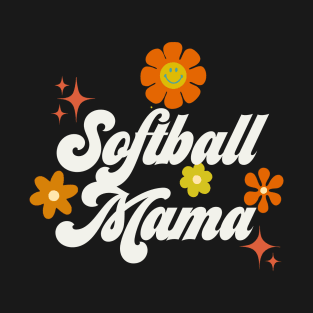 Softball Mama - 70s style - white T-Shirt