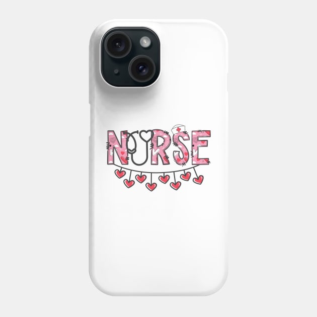 Nurse Valentine's Day Stethoscope Hearts Phone Case by jackofdreams22