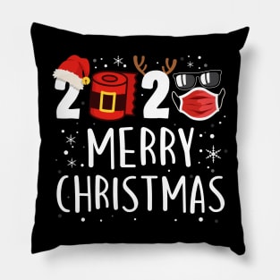 Merry Christmas 2020 Santa's Hat Reindeer Face Mask Toilet Paper Funny Quarantine Christmas Pillow