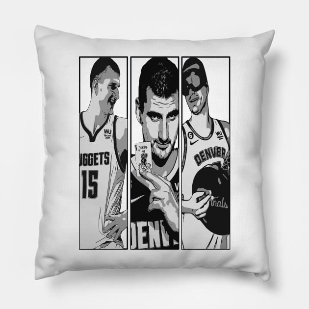 Nikola Jokic Basketball Pillow by Playful Creatives